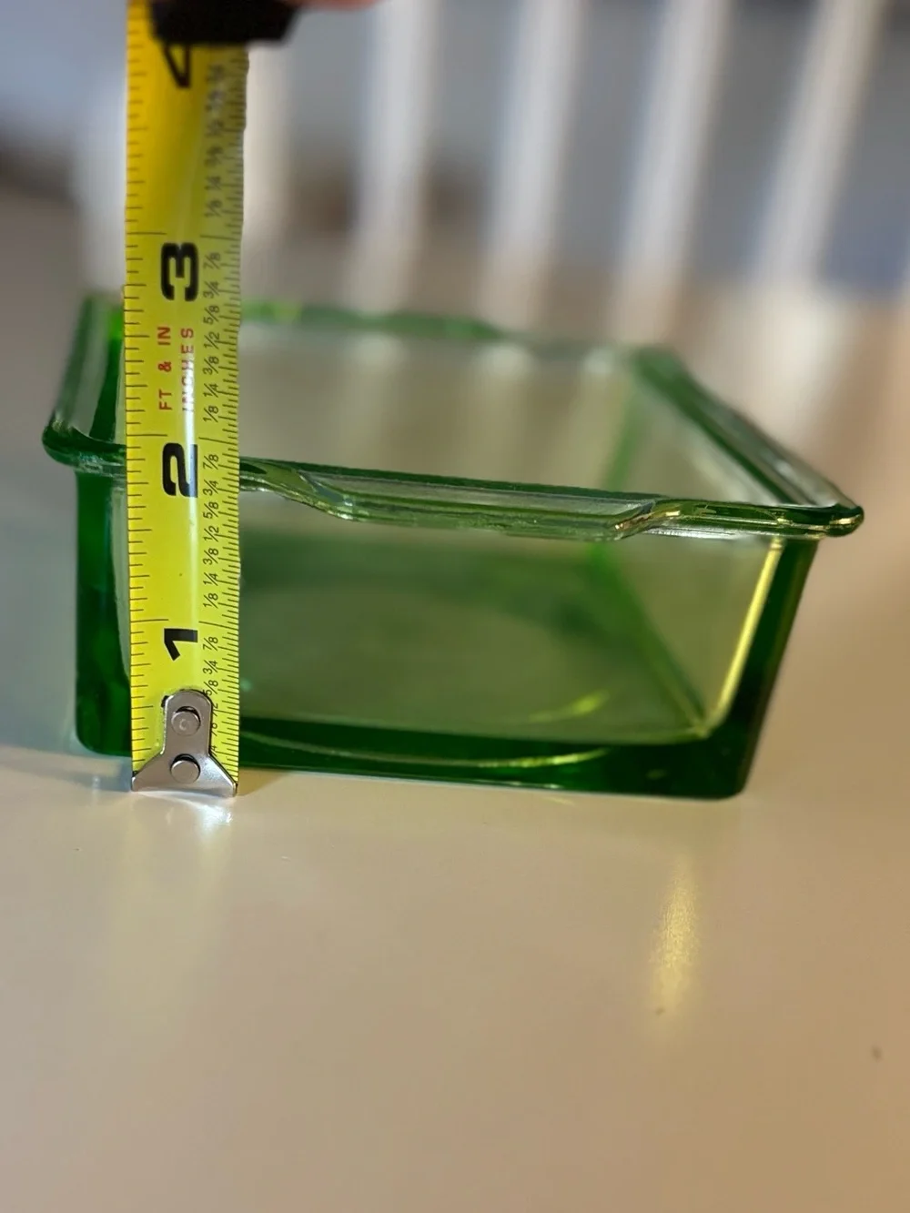 Vintage Hazel Atlas Green Uranium Glass Square Dish With Lid